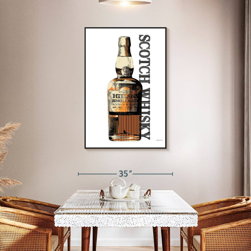 Scotch whisky, 31 po x 46 po, Cadre flottant noir