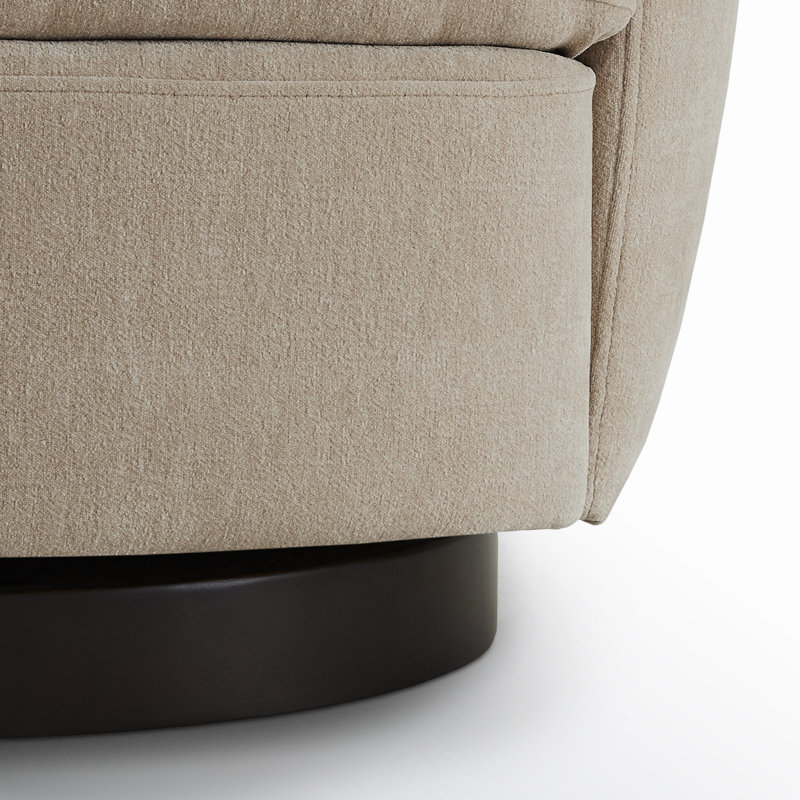 Fauteuil demi-tonneau pivotant rembourré Marcy, Capri Wicker Chenille/Black