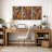 Abstract Botanical "Bohemian Orange Brown Floral Artwork, Unique Vintage Classy Living Room Wall Pictures, Framed Canvas Giclée Print 3 Pieces Wall Art" 16"x24"x3 pcs, 24"x36"x3 pcs, 20"x60"x3 pcs-90890082-90890081-119385107