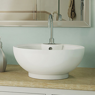 DECOLAV Classically Redefined 16'' White Vitreous China Circular Bathroom Sink with Overflow