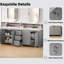 Meuble-lavabo double 84 po, 2 lavabos en céramique et un comptoir, avec tablettes réglables et 3 tiroirs, grand espace de rangement, poignées en métal argenté et charnières à fermeture en douceur, -693271106