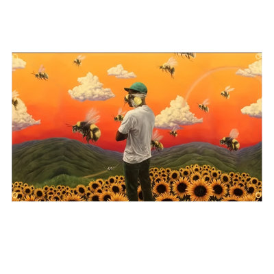 Drapeau mural vibrant tournesol et abeille 3 x 5 pi avec œillets en laiton facile à suspendre pour la maison, le jardin, la cour, l'extérieur et l'université