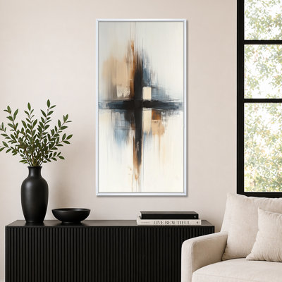 Gris géométrique croix géométrique Flow III - décor mural abstrait gris, impressions encadrées contemporaines