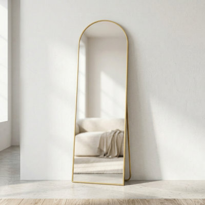 64" x 21" Aluminum Alloy Full Length Mirror, Rectangle Wall or Floor Standing Mirror with Stand