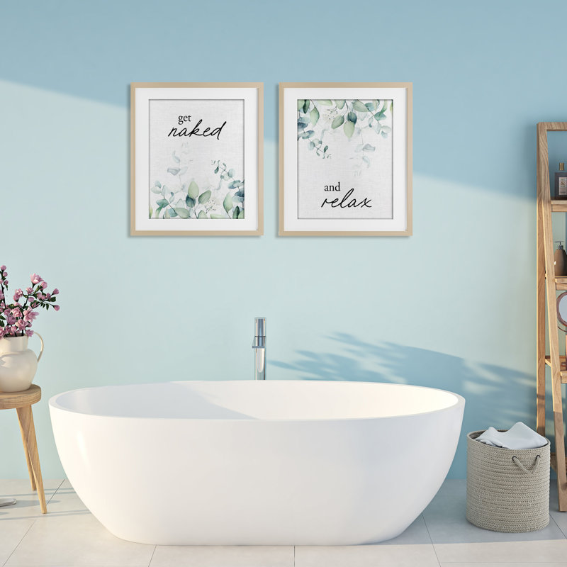 Ensemble de 2 impressions encadrées sous verre «Get Nake & Relax Herbs», par Lettred and Lined, H 21 po x l 17 po