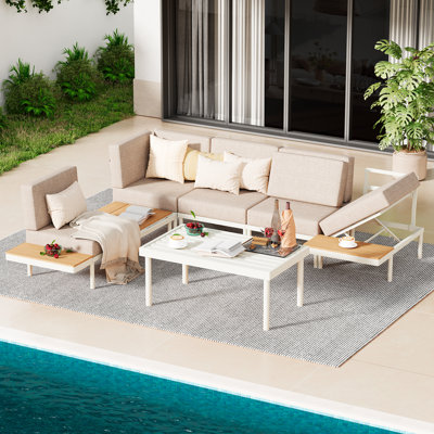 Ensemble de conversation modulaire en aluminium pour 5 personnes avec coussins