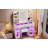 43.2" Vanity Desk With LED Mirror And Lights, Glass Top Vanity With RGB Glass Light Cabinets, Dressing Table With 3 Drawers ,Storage Shelves And Stool For Bedroom, White-975903851