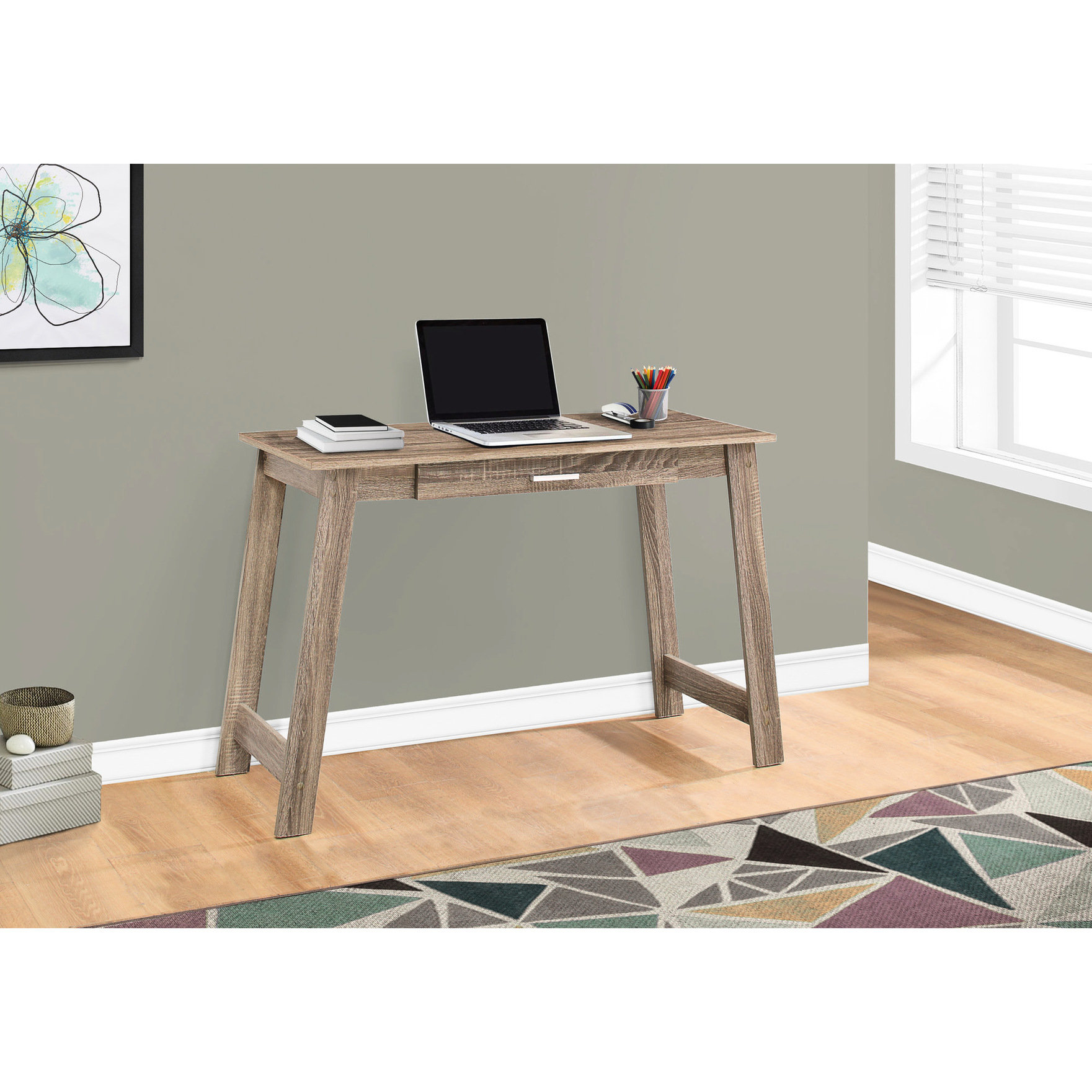 Wrought Studio™ Modern Computer Desk With Storage Drawer - Brown ...