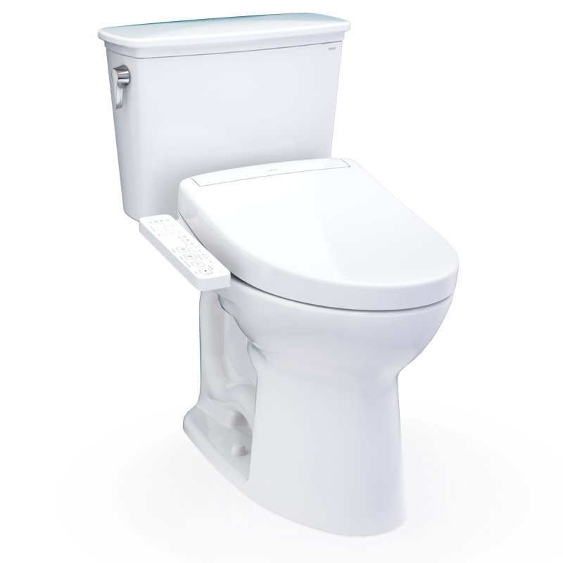 TOTO® Drake® Transitional WASHLET®+ Two-Piece Elongated 1.28 GPF TORNADO FLUSH® Toilet with S2 Bidet Seat, Cotton White