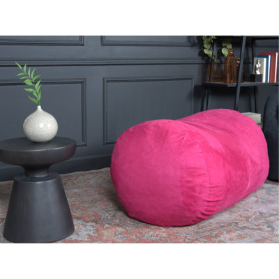 Fauteuil à billes en suède fuchsia de 4 pieds - Confort cylindrique. Housse à fermeture à glissière amovible. Rembourrage en mousse souple à l'intérieur. 35 po de largeur, 23 lb de poids, 25 po de hauteur, 50 po de profondeur. Moderne et confortable. Remplissage élevé. 23 lb