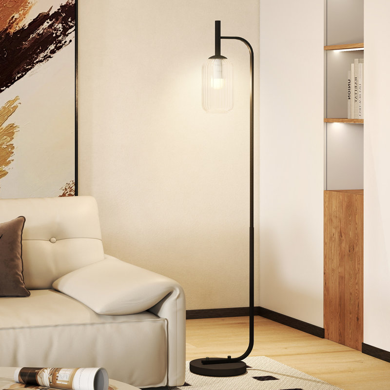 152cm Powder Coated Floor Lamp, No, Black