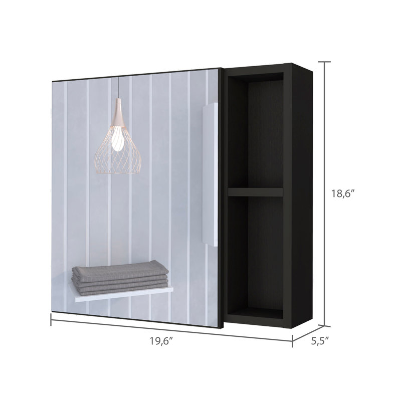 Armoire à pharmacie à 2 tablettes avec miroir wengé, Wengé