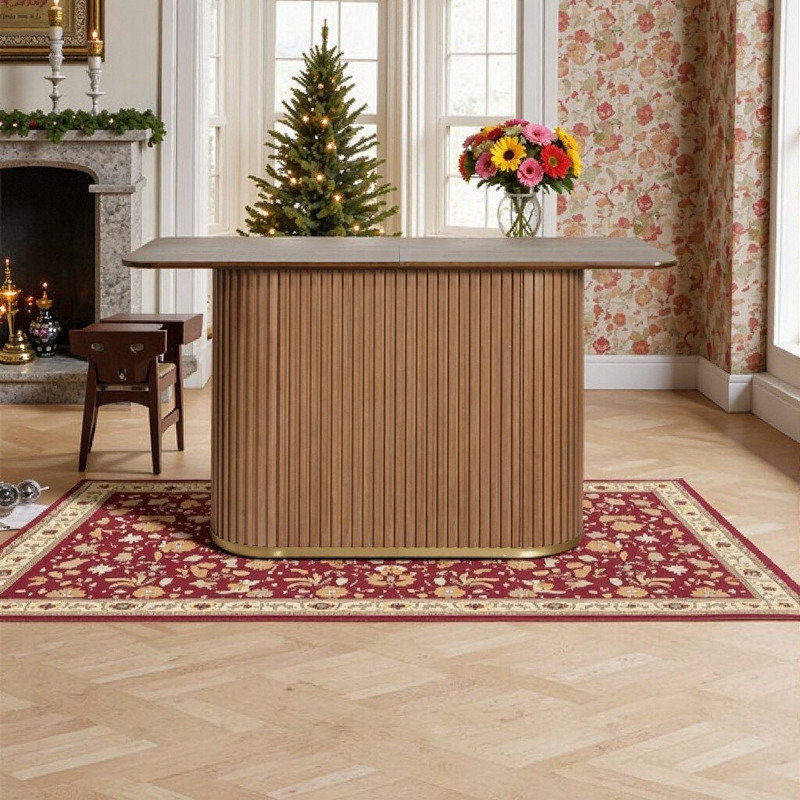 Table de comptoir de 63 pouces avec base piédestal pour salle à manger, Bois de frêne naturel