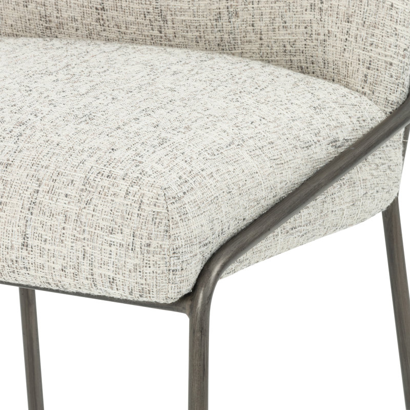Laina Upholstered Counter Stool with Metal Frame, Polyester Blend Cream, Counter Stool (25" Seat Height)