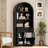 71" Tall Arched Bookcase Farmhouse Storage Cabinet With 2 Drawers & Doors