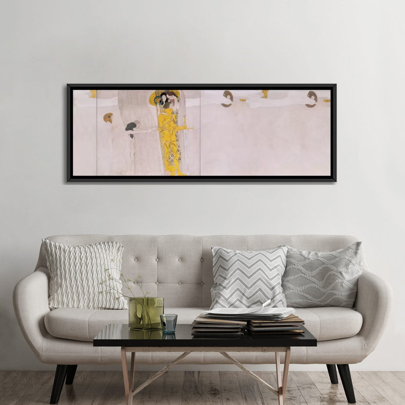 « the beethoven frise (forces hostiles) » par gustav klimt,, reproduction d’art sur toile tendue, Cadre noir