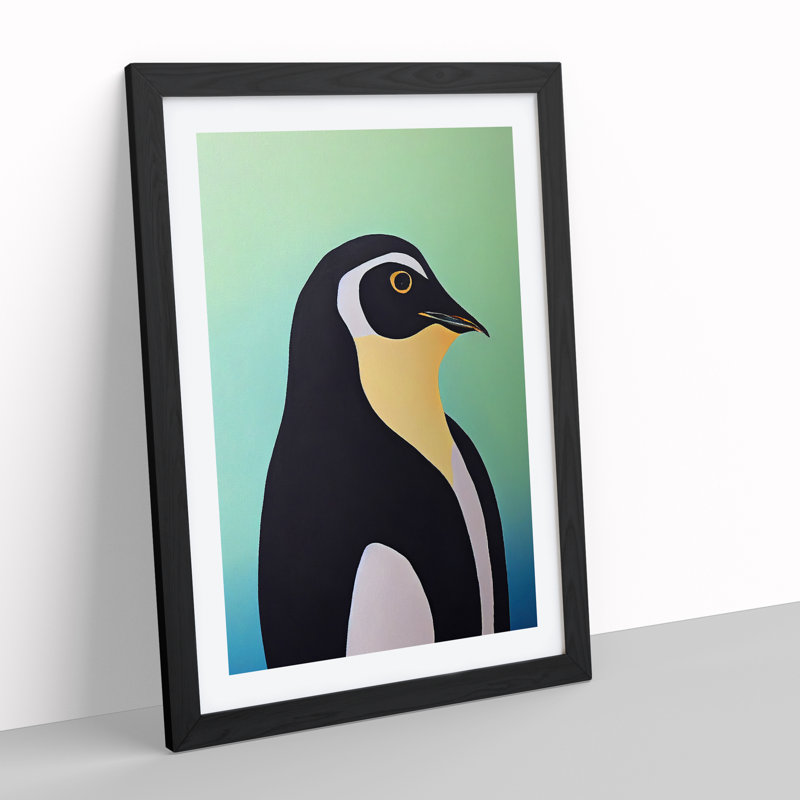 Profile Of A Penguin No.3 - Single Picture Frame Print, 64cm H x 46cm W x 2cm D, Black Framed