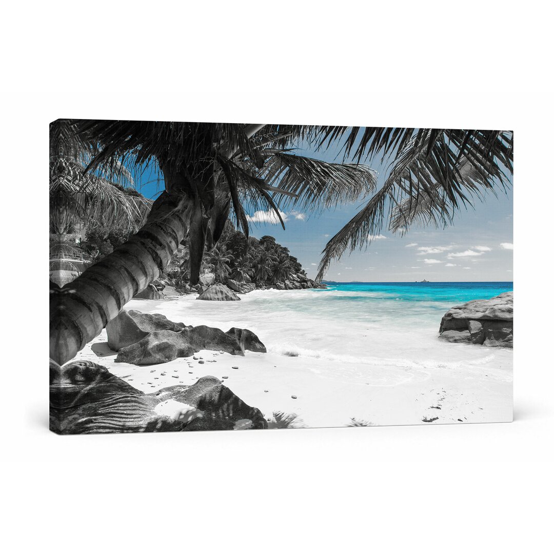 Leinwandbild Palmenstrand Seychellen