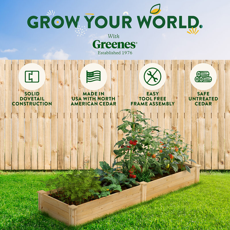 Katsuyoshi Wood Raised Garden Bed, 10.5" H x 96" W x 24" D, Cedar