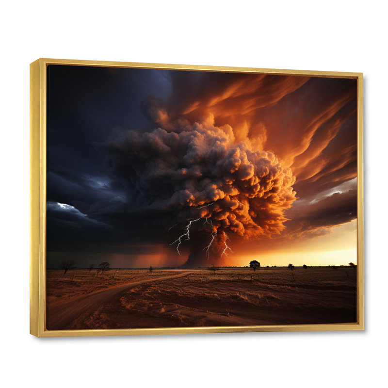 Storm Raging Inferno II - Landscapes Canvas Art Print, H 12 po x l 20 po x P 1 po, Cadre flottant doré