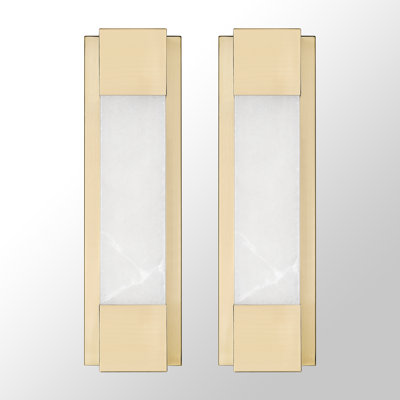 Applique murale moderne 16 "à DEL à intensité variable avec abat-jour en marbre naturel espagnol 5 couleurs réglables (ensemble de 2)