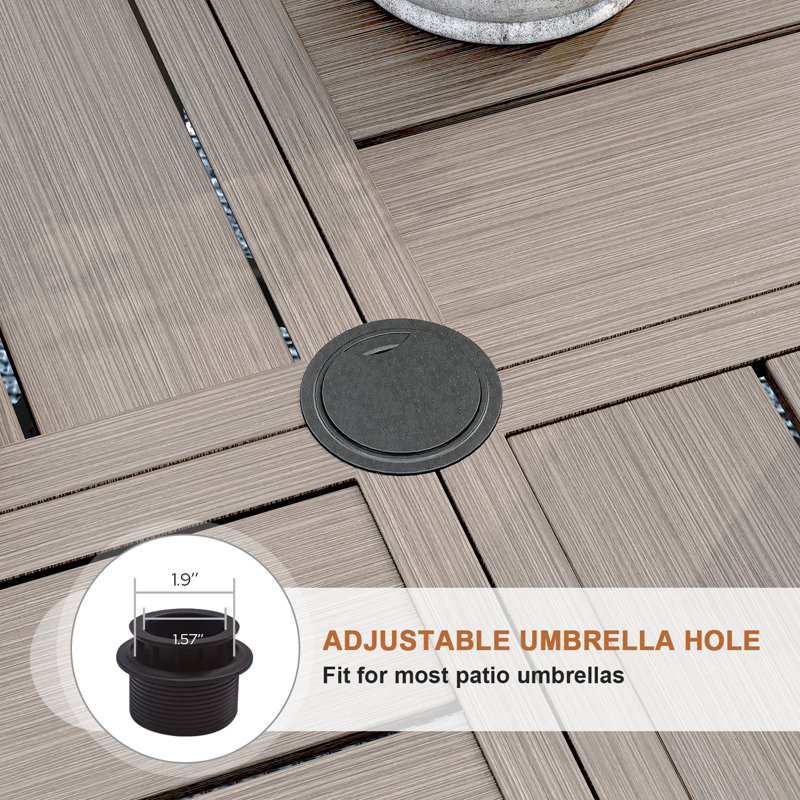 Patio Round Dining Table, Brush Wood Gray