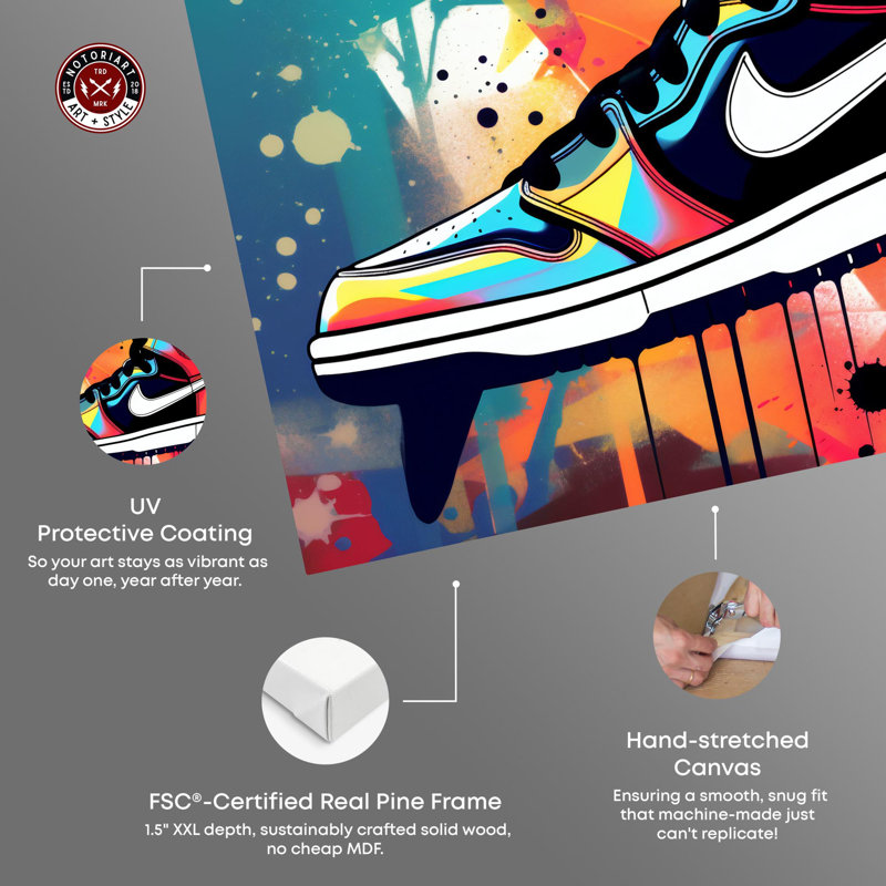 Colorful Splashes Sneaker Art Canvas Print, 30" x 20"