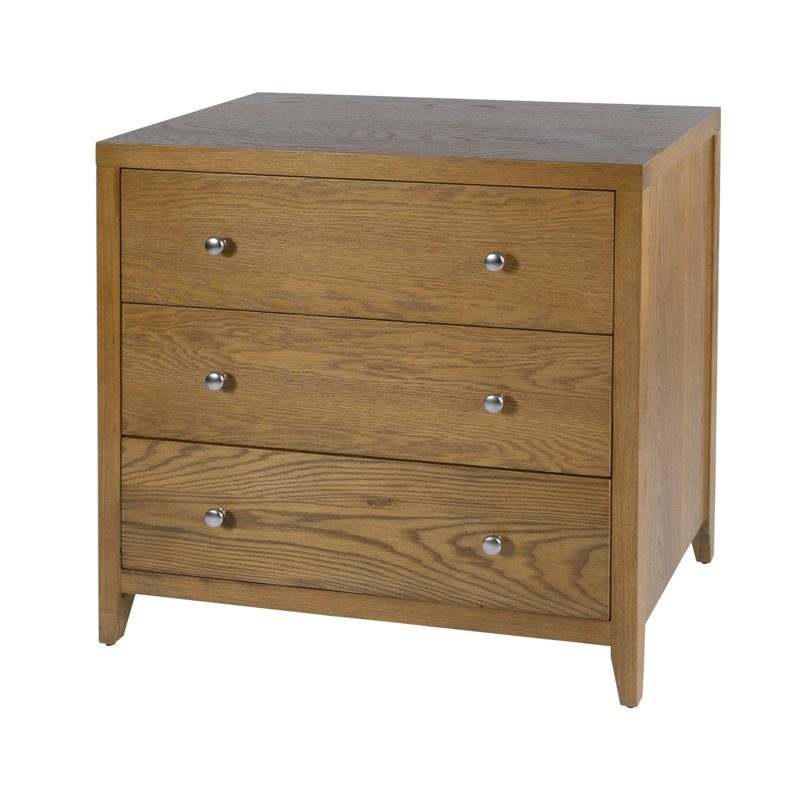 Pettitt Commode rectangulaire à 3 tiroirs en bois brun clair naturel, Light Natural Brown