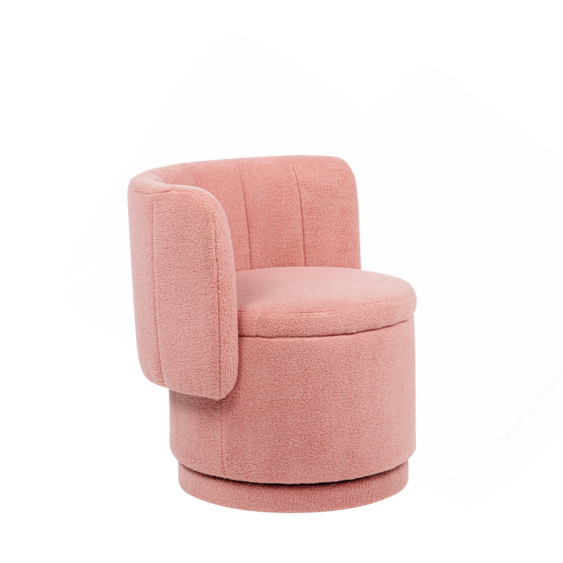 Fauteuil pivotant à 360 degrés avec espace de rangement, convenant à la chambre à coucher et au salon (rose)