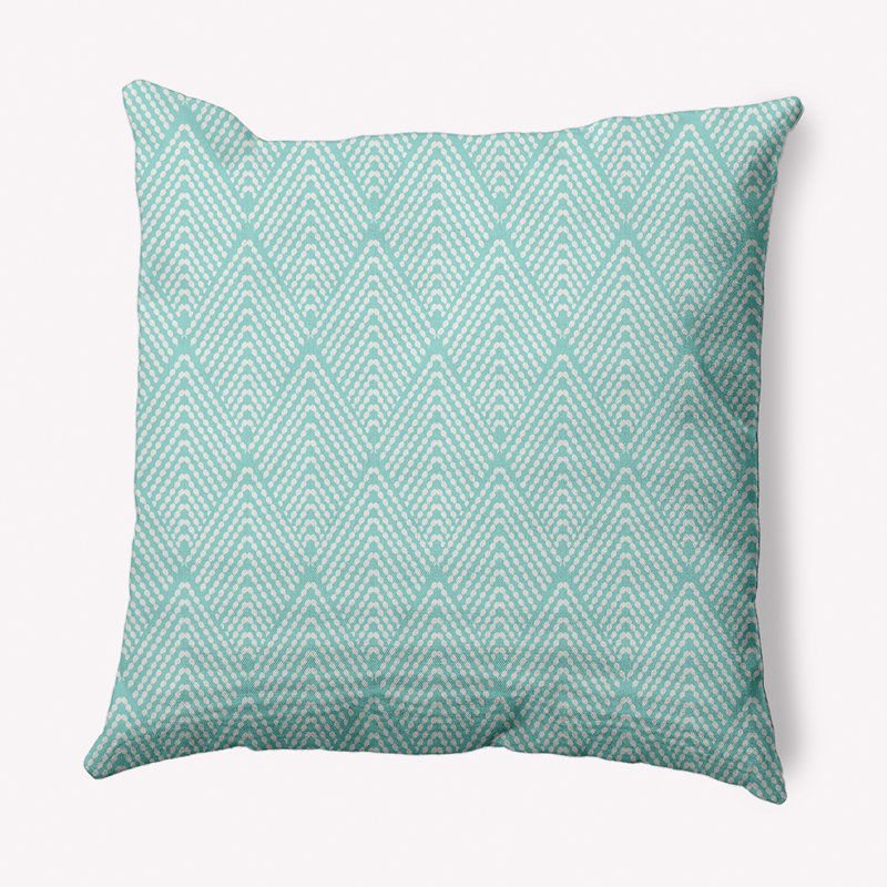 Housse et insert de coussin carré d'extérieur Mangham, H 16 po x l 16 po, Motif ondulé géométrique bleu