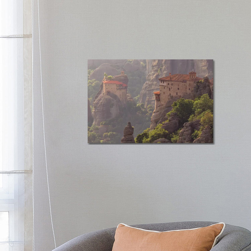 Greece, Meteora. Isolated Monasteries On Cliffs. by Jaynes Gallery - Wrapped Canvas Print, 66.04 cm H x 45.72 cm W
