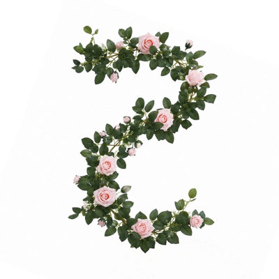 Guirlande de 78,74 pouces de roses artificielles, fausses vignes suspendues avec feuilles vertes, guirlande de lierre artificielle pour mariage, mur, maison, décoration de fête