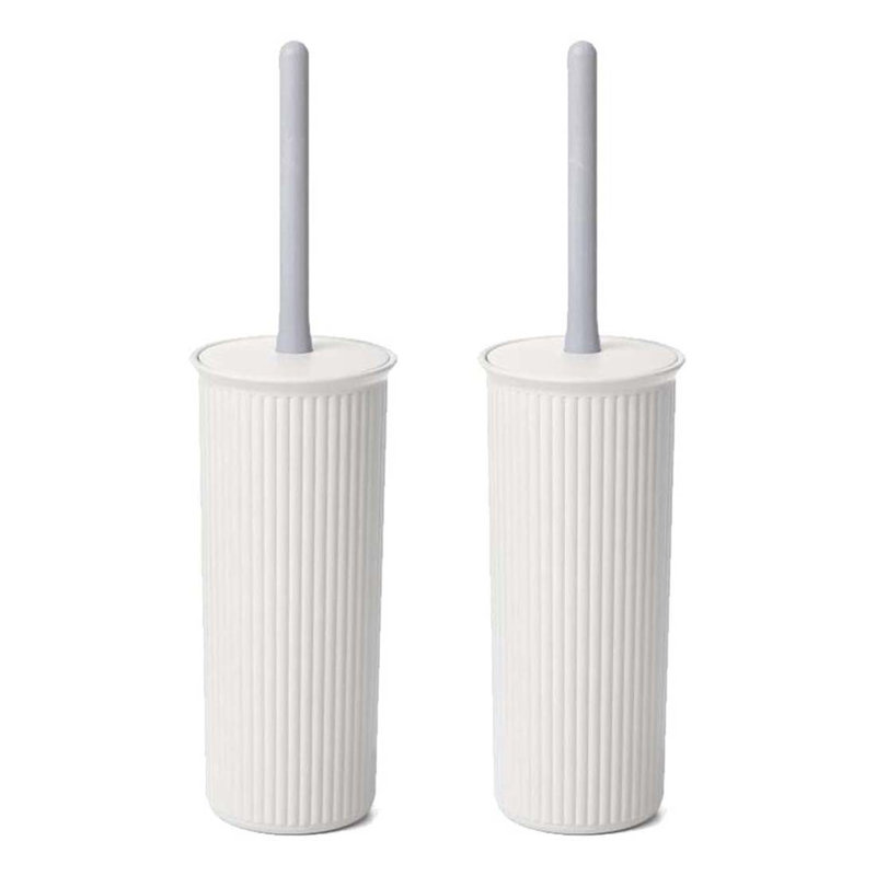 Brosse de toilette autoportante en plastique nervurée 4 po, Blanc