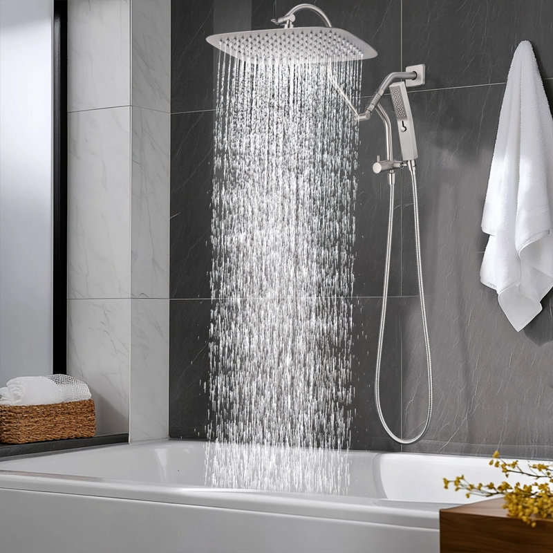 All-metal Dual Shower Head with Massage Mode Equipped , 12", Brushed Nickel