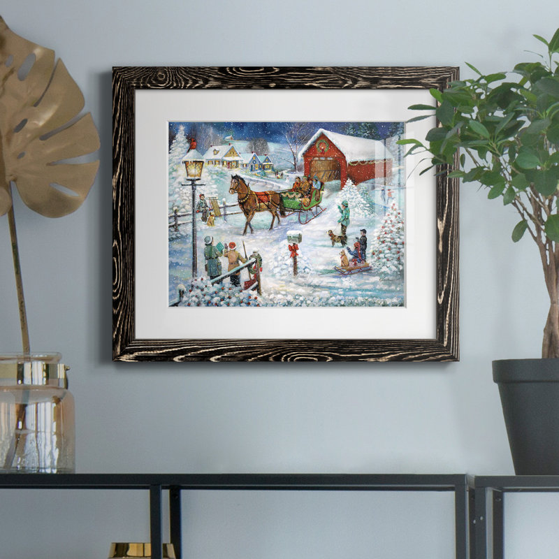 " Sleigh Ride ", Black Framed Paper, 20" H x 24" W x 1" D