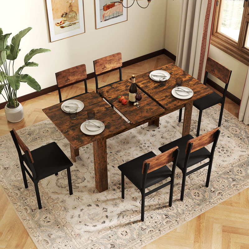 Table de salle à manger extensible de 47 à 62 po pour 4 à 8 personnes pour bureau à domicile brun, Brun