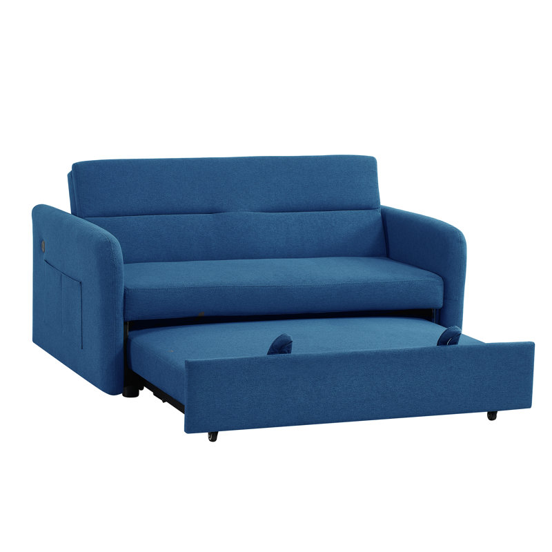 Canapé-lit à accoudoirs carrés de 55,5 po Caterina Structure de base solide, confortable, durable, beau et épais coussin, tendance, pratique