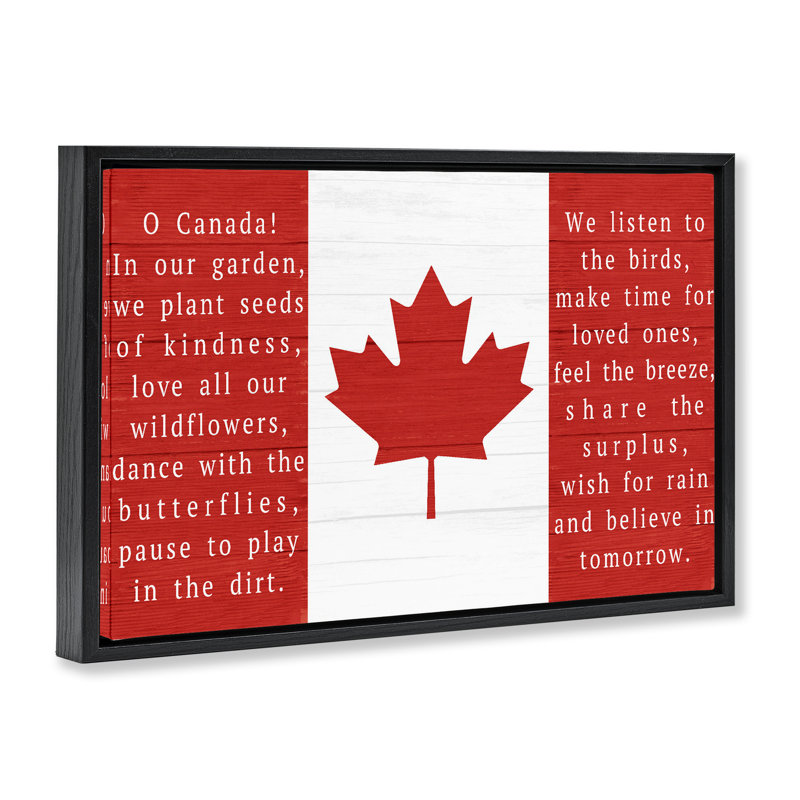 Cadre flottant rouge avec drapeau de l'hymne canadien, design par Lil 'Rue, Cadre flottant noir de jais, H 17 po x l 25 po