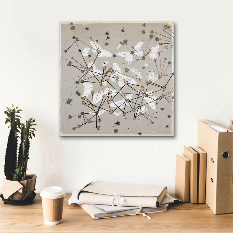  «19e siècle Butterfly Constellations 1» par Lori Arbel, art mural sur toile, 18 po x 18 po