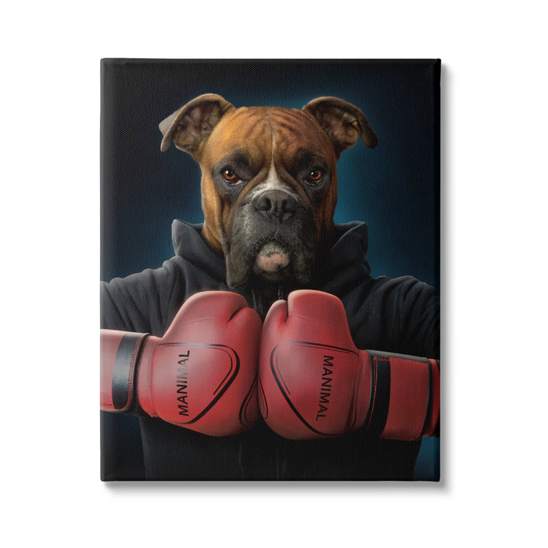 «Boxing Boxer Dog On Canvas» par Vincent Hie, reproduction, H 30 po x l 24 po x P 1,5 po