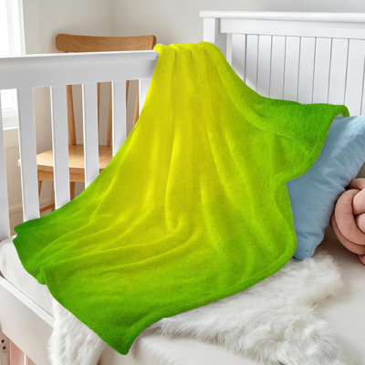 Yellow Ultra Soft Flannel Fleece Throw Blanket,Green Color Splash Single-Sided Print