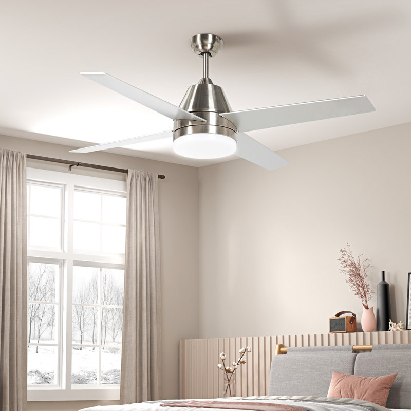 Ozelia Ceiling Fan with LED Lights, Silver, Silver