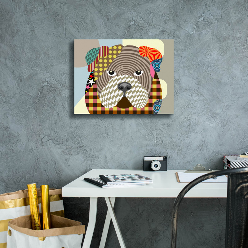 «English Bulldog» par Lanre Adefioyue, H 12 po x l 16 po x P 0,75 po