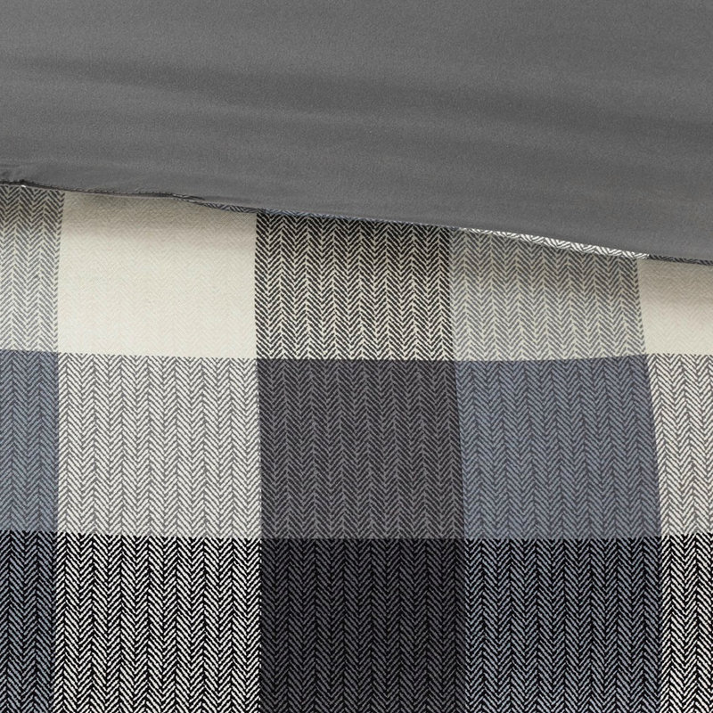 Grande chambre à coucher grise - Édredon 7 pièces à chevrons et à motif écossais Buffalo, Gray