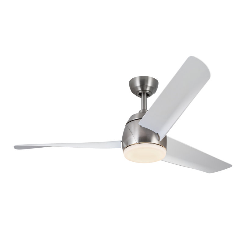 Thalia Smart LED Downrod Ceiling Fan, White, Brushed Nickel