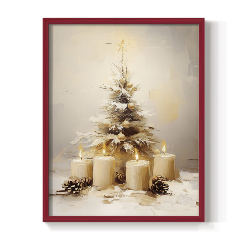 Christmas Holiday Art -Series 2-CCCXLVII Framed Print - Solid Wood, H 30 po x l 24 po, Rouge