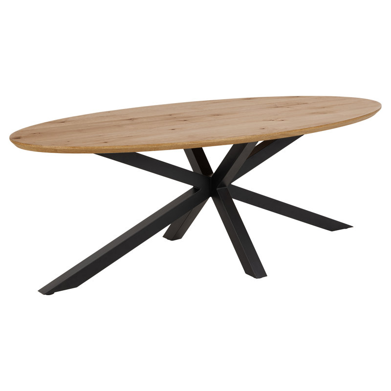 Sammie Oak Oval Metal Base Dining Table