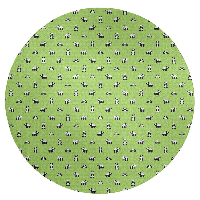 Tapis de salle de panda green, Rond 5 pi