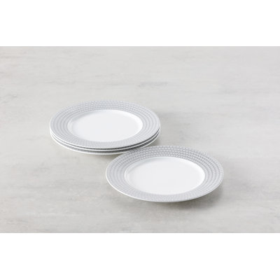 Fortessa Ornament  Bone China, 10.75" Dinner Plate (Set of 4), White/Black