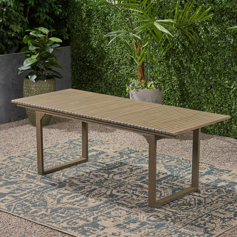 Table de salle à manger d'extérieur extensible en bois d'acacia, gris